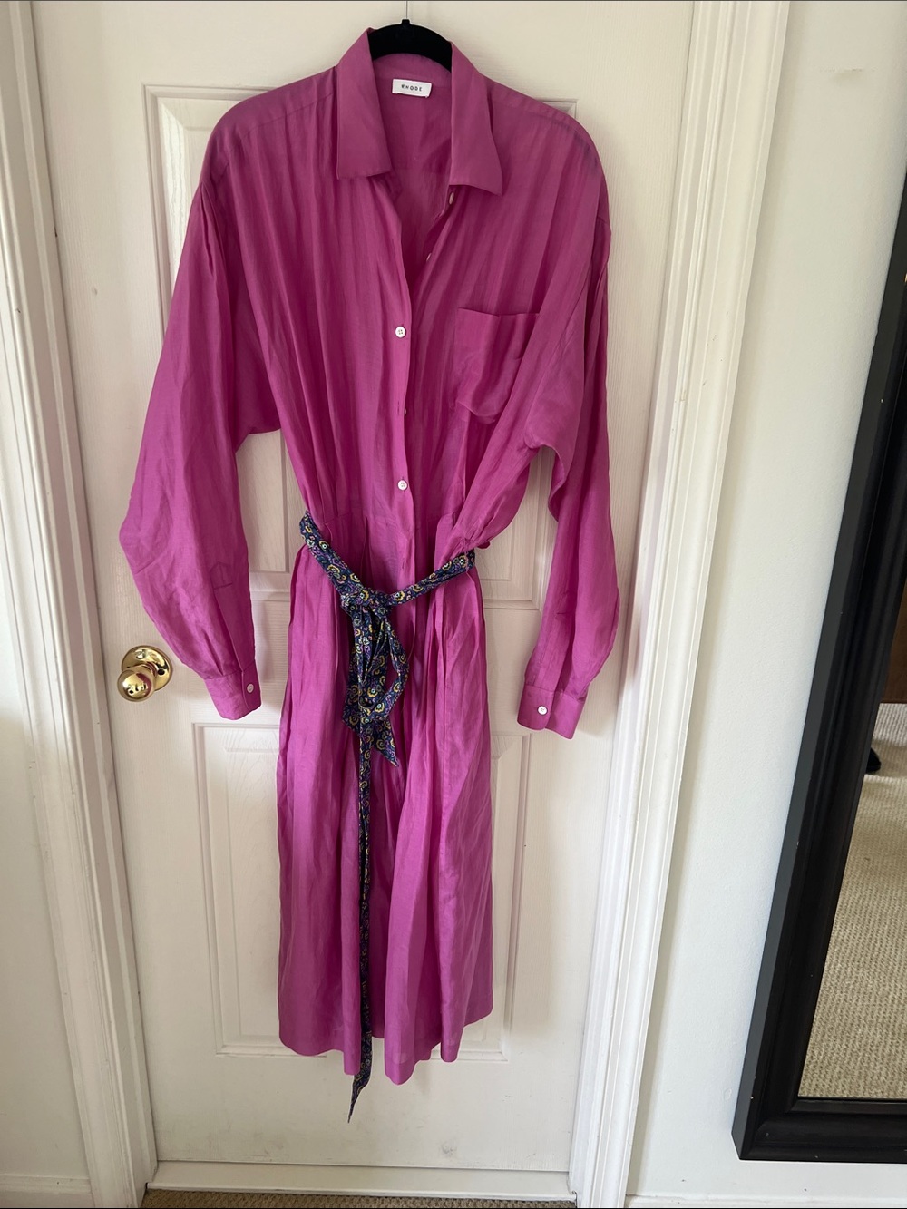RHODE  Fuchsia Button-Down Shirt Dress